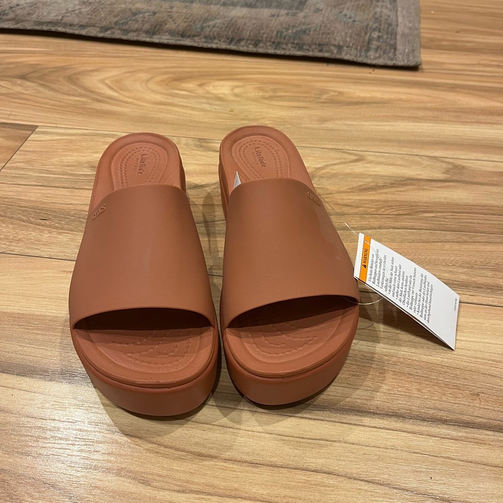 CROCS Women's Platform Slides in Brown